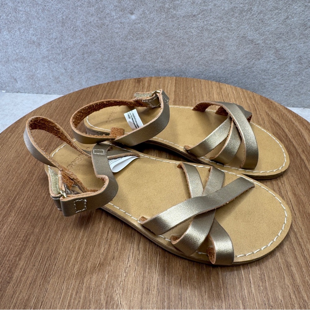 Gymboree Toddler Girls Gold Metallic Strappy Ankle Strap Sandals Size 10‎ EUC